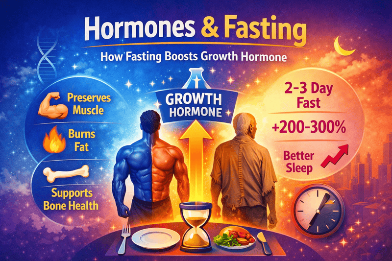 How Fasting Affects Growth Hormone (And Why It Matters as You Age) hormones and fasting infographic (1)